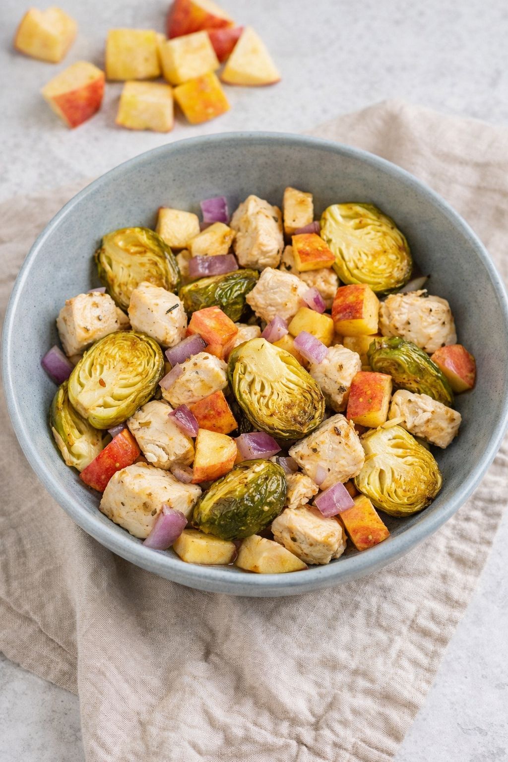 Sheet Pan Chicken with Brussels Sprouts and Apple